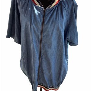 Elvi plus size denim jacket with tiger embroidery